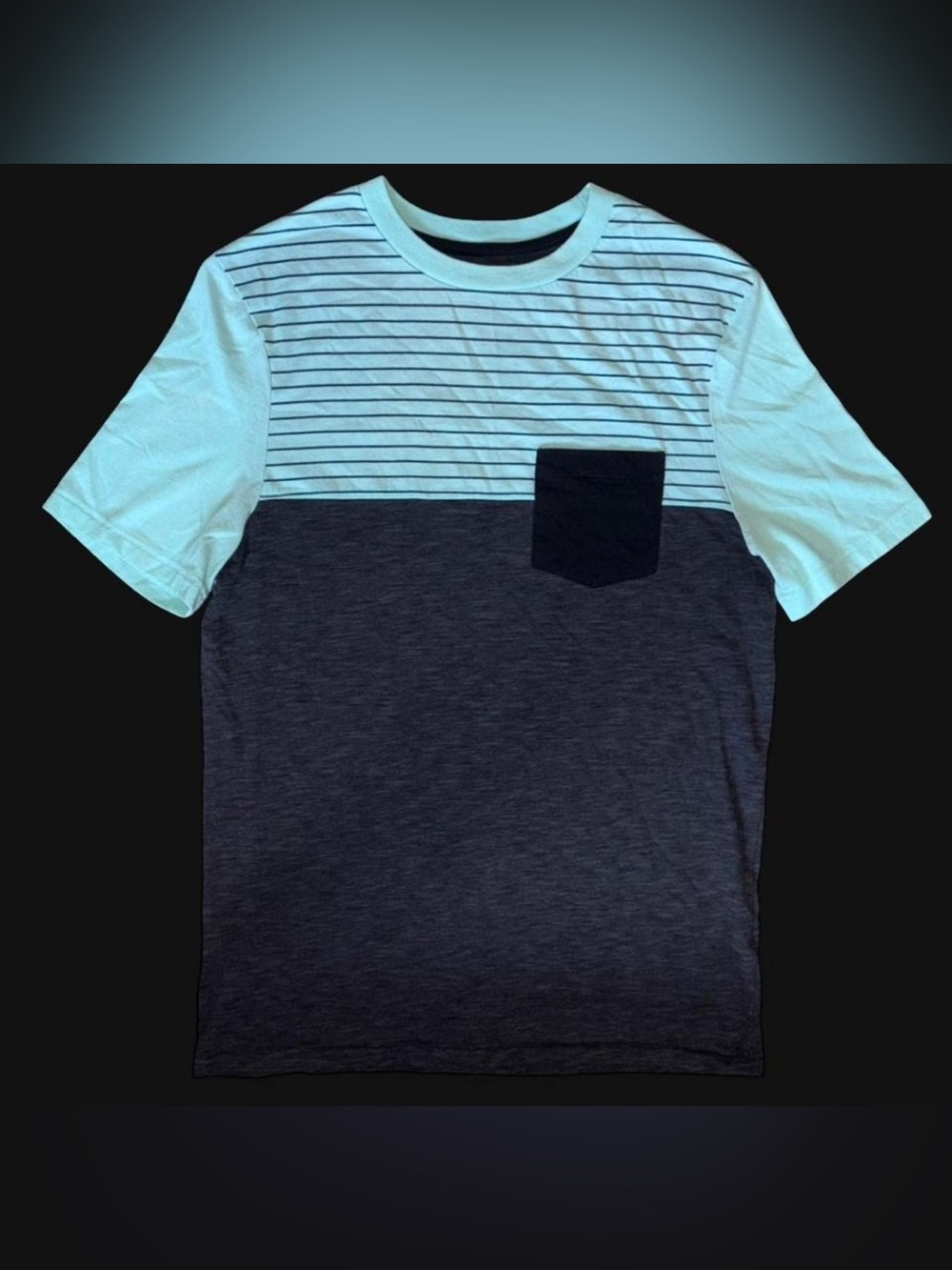 Tony Hawk Mint & Charcoal Striped Chest Pocket Tee
